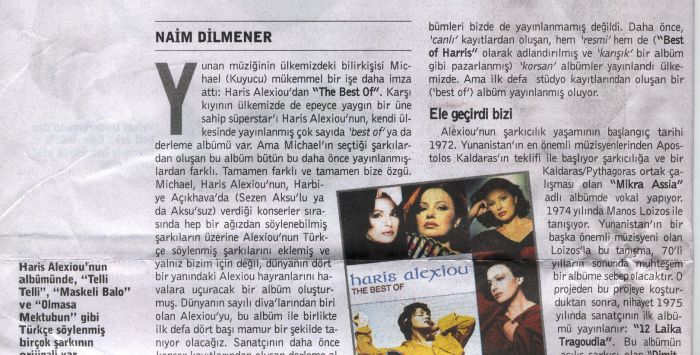 Best Of HARİS ALEXİOU Yazın Albümü Oldu