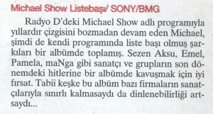 Michael Show Liste Başı Sabah Gazetesinde