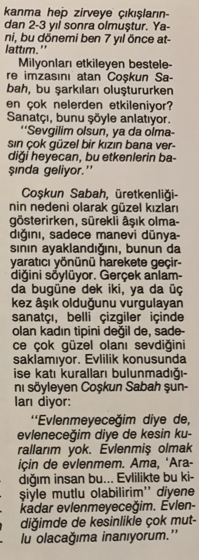 Coşkun Sabah: Ben Popçuyum Aslında