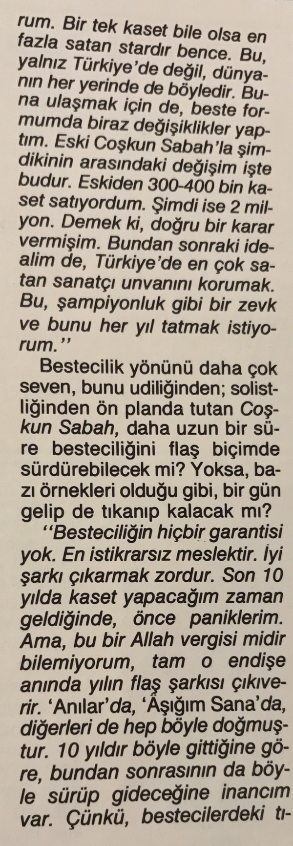 Coşkun Sabah: Ben Popçuyum Aslında