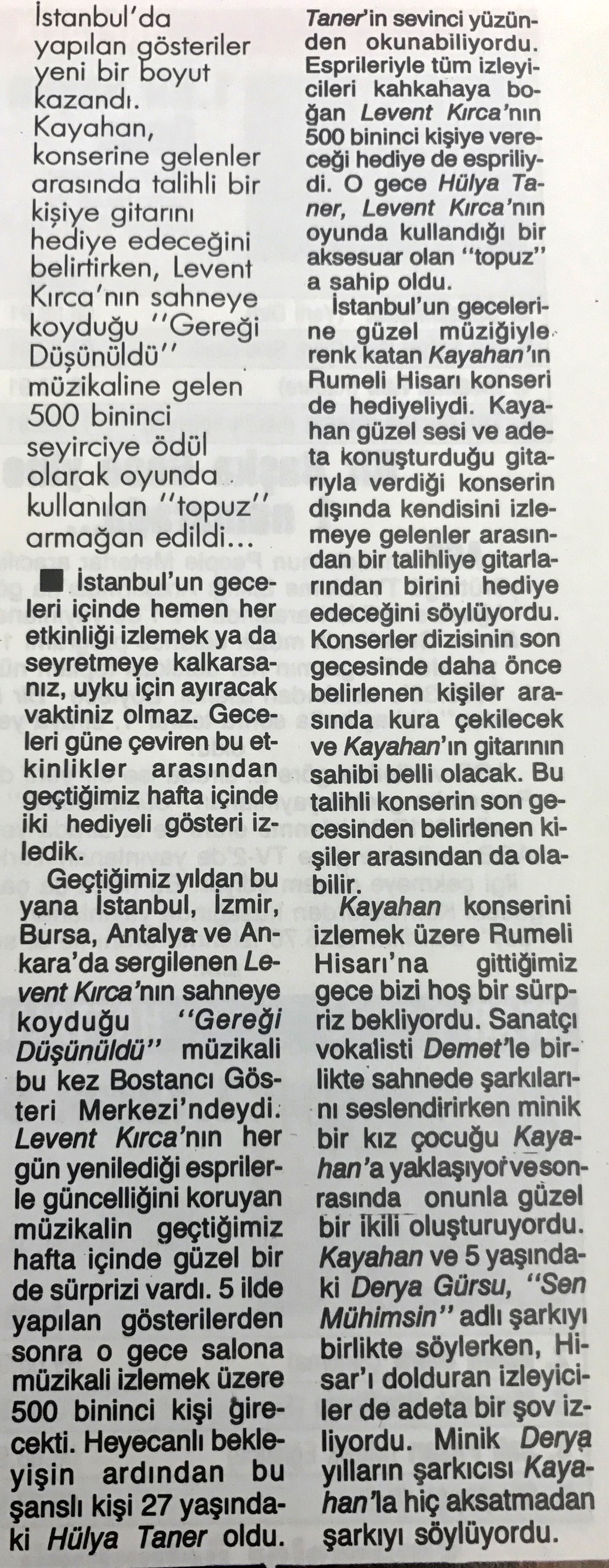İstanbul'da Hediyeli Gösteri (1991)